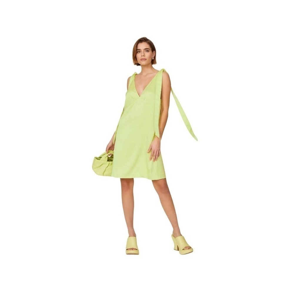 Stine Goya Rosario Tie Strap Satin Dress Yuzu Green Women's M